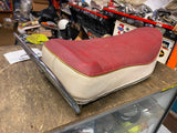 Vtg Harley Buddy Seat Red White Sportster Panhead Shovelhead XLH OEM Mounts Nice