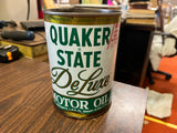 Vintage 1981 QUAKER STATE Deluxe Motor Oil Can 1 QT Metal Gas Auto