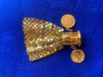 Vtg Change Purse Victorian Napolean Coins Gold Mesh Accordian Womens Art Deco!