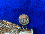 Vtg Change Purse Victorian Napolean Coins Gold Mesh Accordian Womens Art Deco!