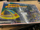 Vtg Tyco Turbo Train "Worlds Fastest Train" HO Race Set Nite Glow Slot Cars