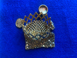 Vtg Change Purse Victorian Napolean Coins Gold Mesh Accordian Womens Art Deco!