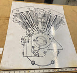 Harley-Davidson Shovelhead engine patent art print 1970 17x21 Poster Vtg FLH FX