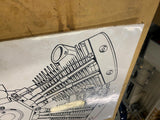 Harley-Davidson Shovelhead engine patent art print 1970 17x21 Poster Vtg FLH FX