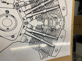 Harley-Davidson Shovelhead engine patent art print 1970 17x21 Poster Vtg FLH FX