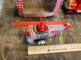 YULETIDE WINDUP SANTA COPTER - Vtg Tin Toy Japan Christmas Orig Box Helicopter!
