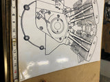 Harley-Davidson Shovelhead engine patent art print 1970 17x21 Poster Vtg FLH FX