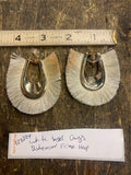 Vtg White Tassel Earrings Bohemian Fringe Hoop Estate Jewelry Hanging White Gold
