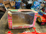 YULETIDE WINDUP SANTA COPTER - Vtg Tin Toy Japan Christmas Orig Box Helicopter!