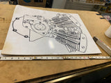 Harley-Davidson Shovelhead engine patent art print 1970 17x21 Poster Vtg FLH FX