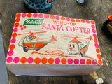 YULETIDE WINDUP SANTA COPTER - Vtg Tin Toy Japan Christmas Orig Box Helicopter!