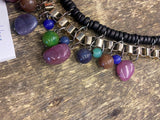 Vtg Multi Colored Polished Stone Necklace Beaded Breast Dress Classy
