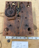 1830's antique Henry Terry wooden works shelf Vtg clock movement Parts Wood gear