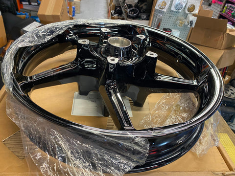 Black Ice Front Mag Wheel Agressor Harley Touring FLH Glide 19x3.5 OEM Bagger!