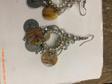 Vtg Queen Elizibeth Hanging Dress Earrings Coins Jewelry Victorian Sea Shell