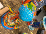 Vtg Wind up Tin Toy Globe Carousel Rocket Ride West Germany Minty Works Collecti