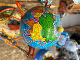 Vtg Wind up Tin Toy Globe Carousel Rocket Ride West Germany Minty Works Collecti