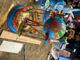 Vtg Wind up Tin Toy Globe Carousel Rocket Ride West Germany Minty Works Collecti