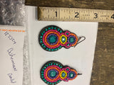 Vtg Hanging Bohemian Beaded Earrings Multi color Tropical Islands Handmade