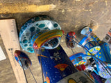 Vtg Wind up Tin Toy Schylling Rocket Carousel Space Station Spinning Ships Works