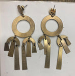 Vtg Hanging Arch Dangling Earrings half moon Native Sol Geometric Estate