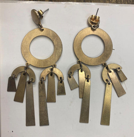 Vtg Hanging Arch Dangling Earrings half moon Native Sol Geometric Estate