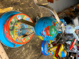 Vtg Wind up Tin Toy World Globe Litho Airplane Spinning Works Collectible Japan?