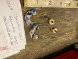 Vtg Multi Colored Polished Stone Rainbow Resin Geometric Earrings Marbelized
