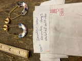 Vtg Multi Colored Polished Stone Rainbow Resin Geometric Earrings Marbelized