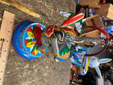 Vtg Wind up Tin Toy Wilesco Circus Elephant Airplane Spinning Globe Litho Works!