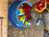Vtg Wind up Tin Toy Wilesco Circus Elephant Airplane Spinning Globe Litho Works!