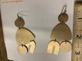 Vtg Multi Colored Rippling Wildflower Geometric Earrings Marbelized Hanging