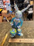 Wind up Tin Toy Drumming Happy Bunny Drummer Reproducton works!