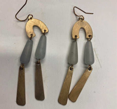 Vtg Hook Chandelier Geometric Earrings Beads Hanging Dinner Ware Dress