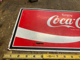 Vtg Metal Tin Advertising Sign Coke Coca Cola Heavy Steel 24x10 Soda collector!