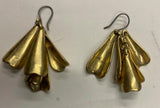 Vtg Tone Bell Flower Earrings Hanging Dinner Ware Dress Petal Drop Classy