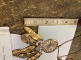 Vtg Dream Catcher good luck Necklace brass Indian native Feathers Chain hippie