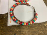 Vtg Southwestern Seed Beaded Earrings Bohemian Hoop Estate Jewelry