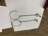 Vtg Sphere Drop Earrings Circle Motif Pendant Hoop Looped Long shaft Dress Class