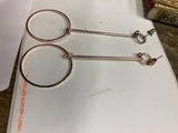 Vtg Sphere Drop Earrings Circle Motif Pendant Hoop Looped Long shaft Dress Class