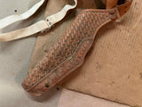 Vintage Made In USA Hunter 38-59 56 1/2" Hand Carved Brown Leather Holster LH