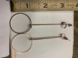 Vtg Sphere Drop Earrings Circle Motif Pendant Hoop Looped Long shaft Dress Class
