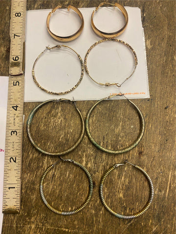 Vtg Lot Loop Earrings Circle  Dress Classy Estate Find  Gold Fancy