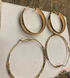Vtg Lot Loop Earrings Circle  Dress Classy Estate Find  Gold Fancy