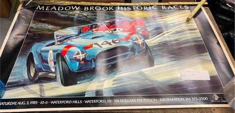 1985 Meadow Brook Historic Races Poster David Lord Waterford Mi AC Cobra Gt40 Ad