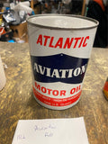 Vtg Atlantic Aviation Motor Oil can Airplane Gas Collector Great Graphix Plane