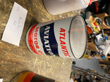 Vtg Atlantic Aviation Motor Oil can Airplane Gas Collector Great Graphix Plane
