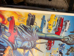 1886-1986 100 Years Automobile Signed Poster 200/1000 J van Wyk ARtist Tbird GTO