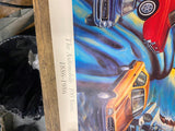 1886-1986 100 Years Automobile Signed Poster 200/1000 J van Wyk ARtist Tbird GTO