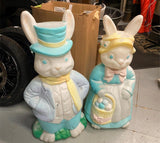 Vtg 35" Blow Mold Mr Mrs Easter Bunnie RAbbit Light up Yard Decor Empire Holiday